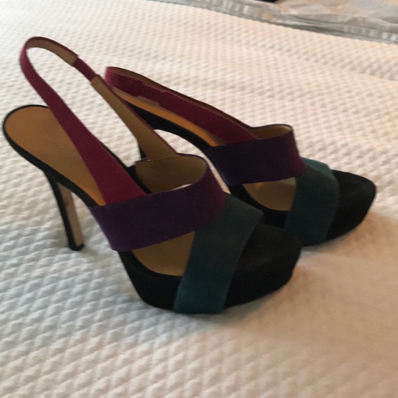 Platform suede slingback heels - Picture 1 of 6